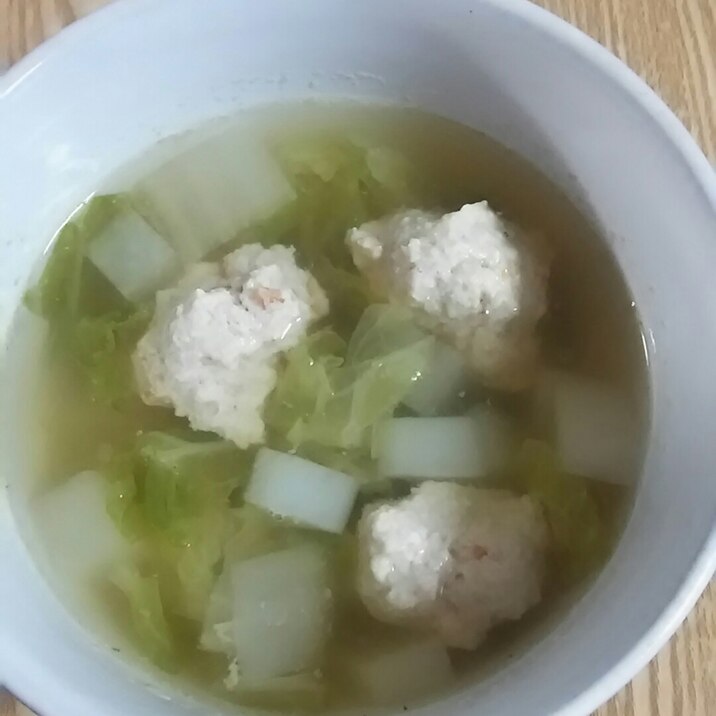 優しいスープ  大根と白菜の鶏だんごスープ